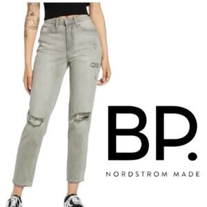 BP Nordstrom Distressed High Waist Mom Jeans Gray Size 28
